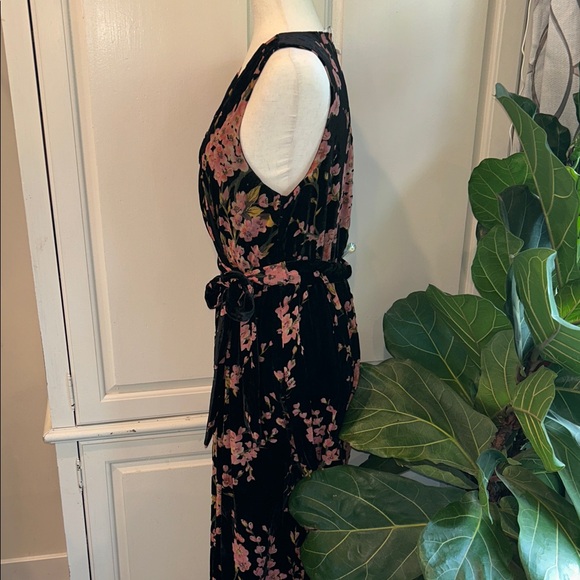 NEW Baltic Born Velvet Floral Black and Pink Wrap Full Length Dress Size Large - Picture 7 of 15
